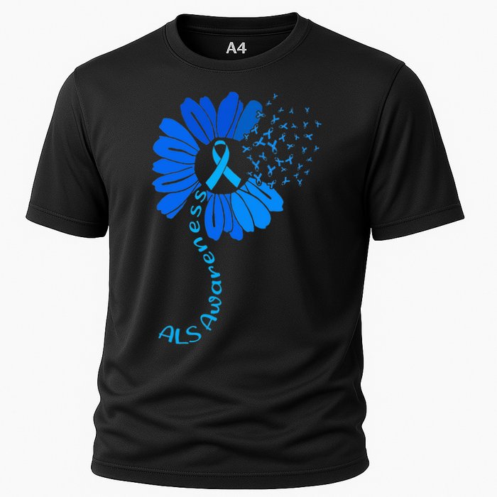Als Awareness Ribbon Sunflower funny support squad Cooling Performance Crew T-Shirt