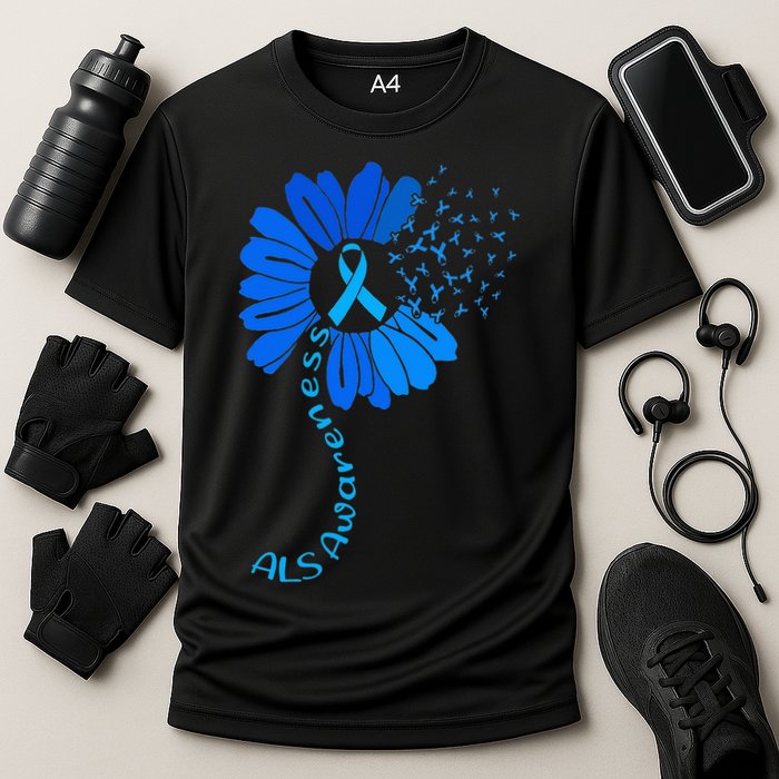 Als Awareness Ribbon Sunflower funny support squad Cooling Performance Crew T-Shirt