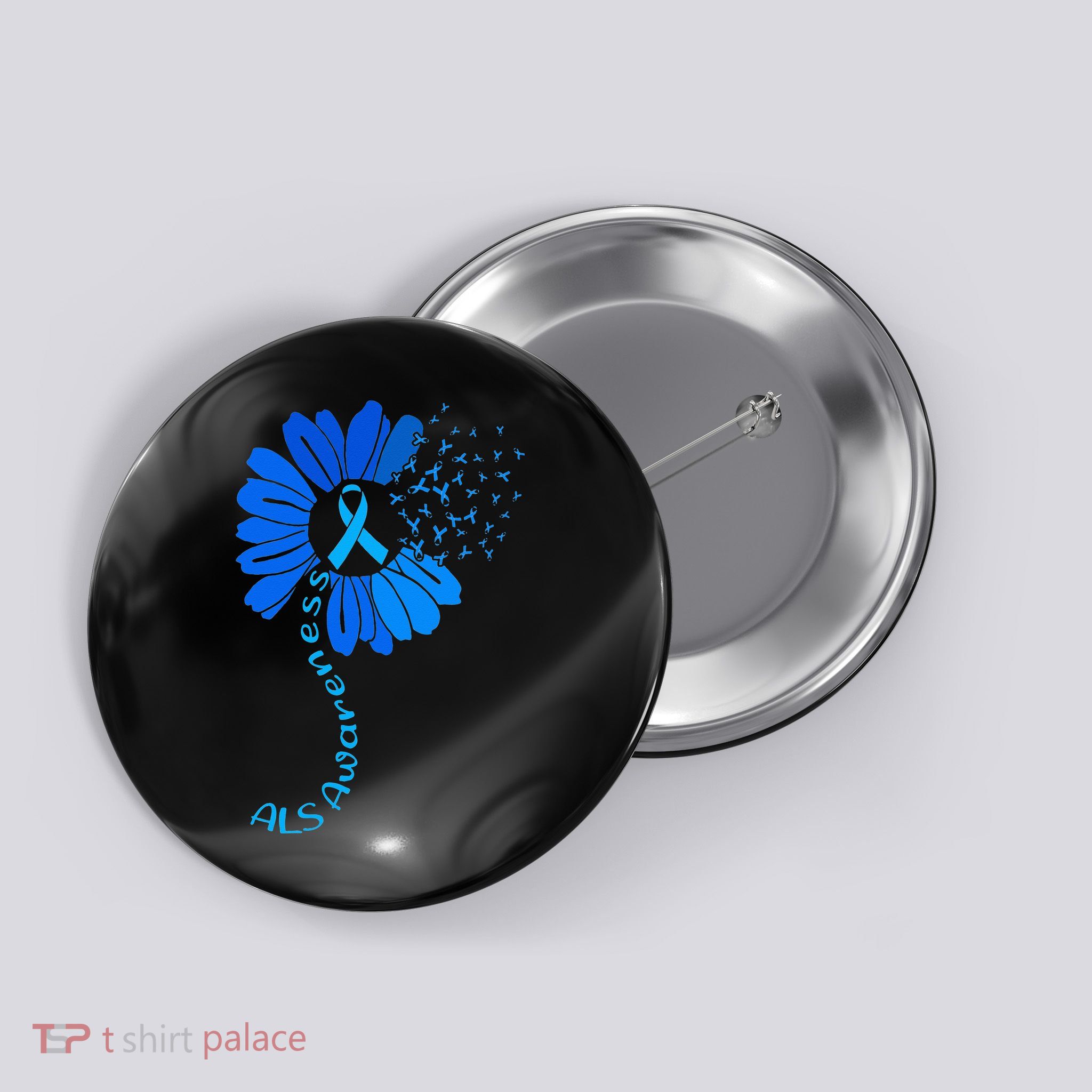 Als Awareness Ribbon Sunflower funny support squad Button