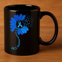 Als Awareness Ribbon Sunflower funny support squad 11oz C Handle Ceramic Mug