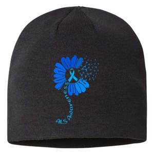 Als Awareness Ribbon Sunflower funny support squad Sustainable Beanie