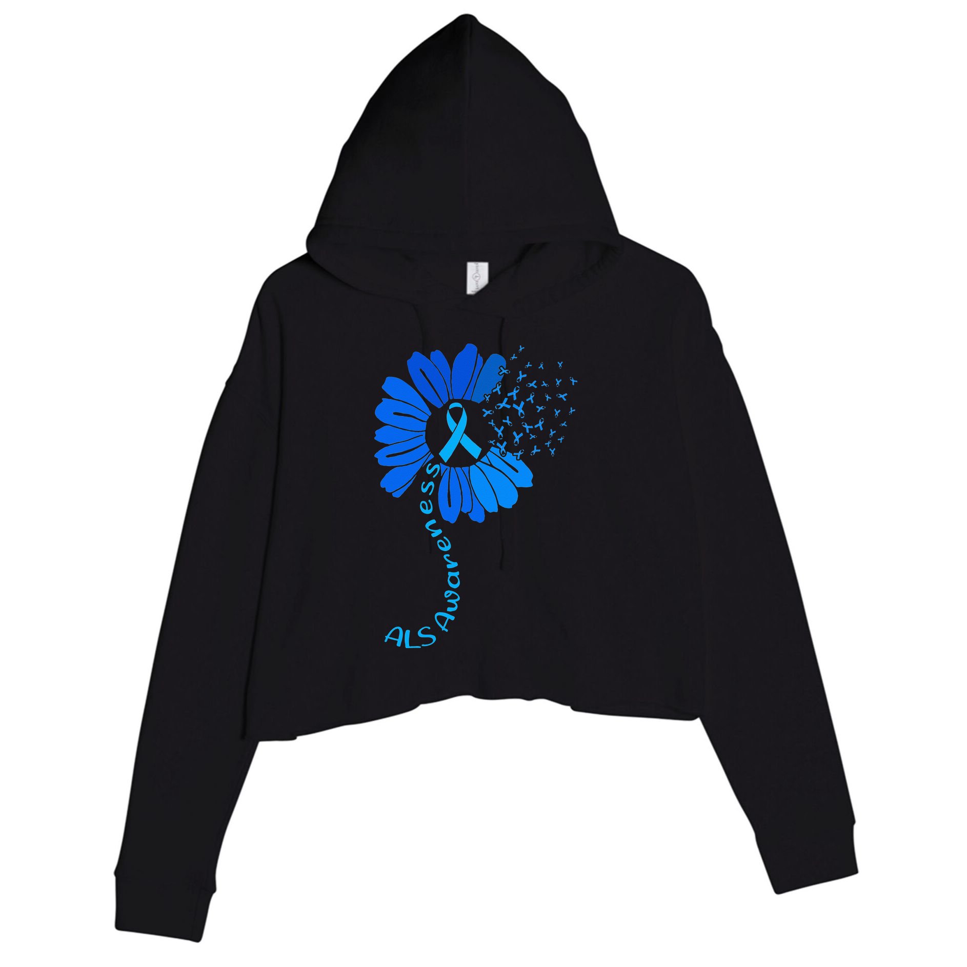 Als Awareness Ribbon Sunflower funny support squad Crop Fleece Hoodie