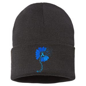 Als Awareness Ribbon Sunflower funny support squad Sustainable Knit Beanie