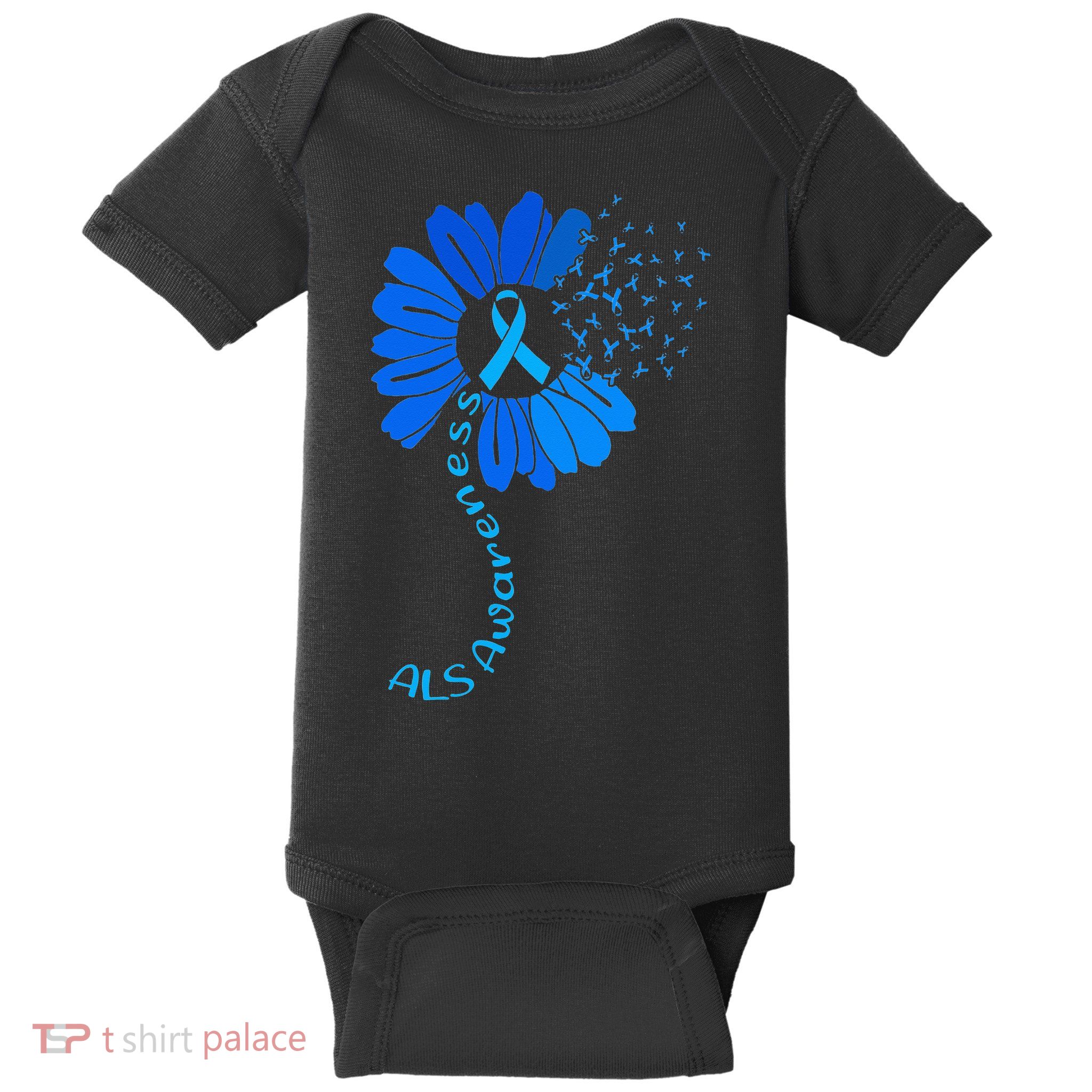 Als Awareness Ribbon Sunflower funny support squad Baby Bodysuit