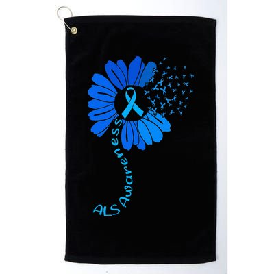 Als Awareness Ribbon Sunflower funny support squad Golf Towel