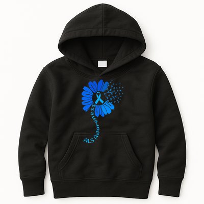 Als Awareness Ribbon Sunflower funny support squad Kids Hoodie