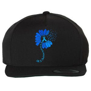 Als Awareness Ribbon Sunflower funny support squad Wool Snapback Cap