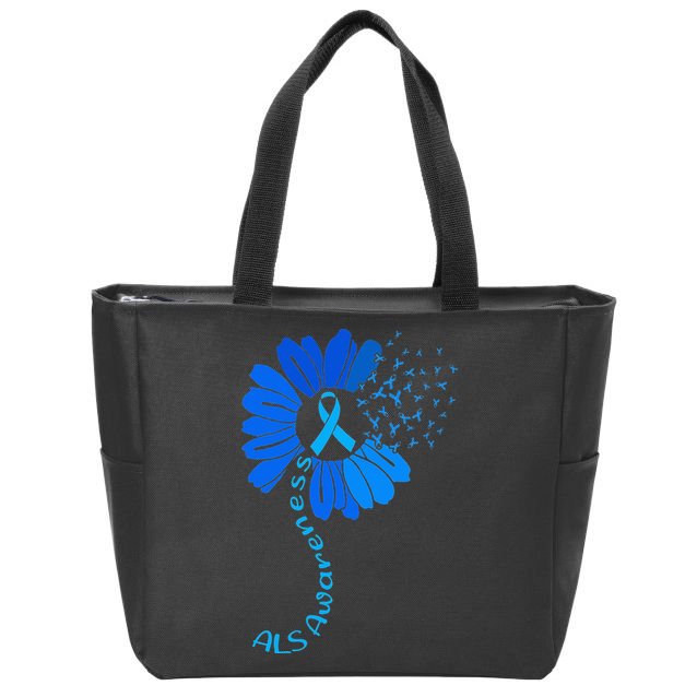 Als Awareness Ribbon Sunflower funny support squad Zip Tote Bag
