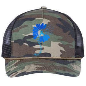 Als Awareness Ribbon Sunflower funny support squad Retro Rope Trucker Hat Cap