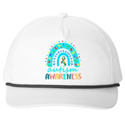 Autism Awareness Rainbow Puzzle Autism Month Snapback Five-Panel Rope Hat