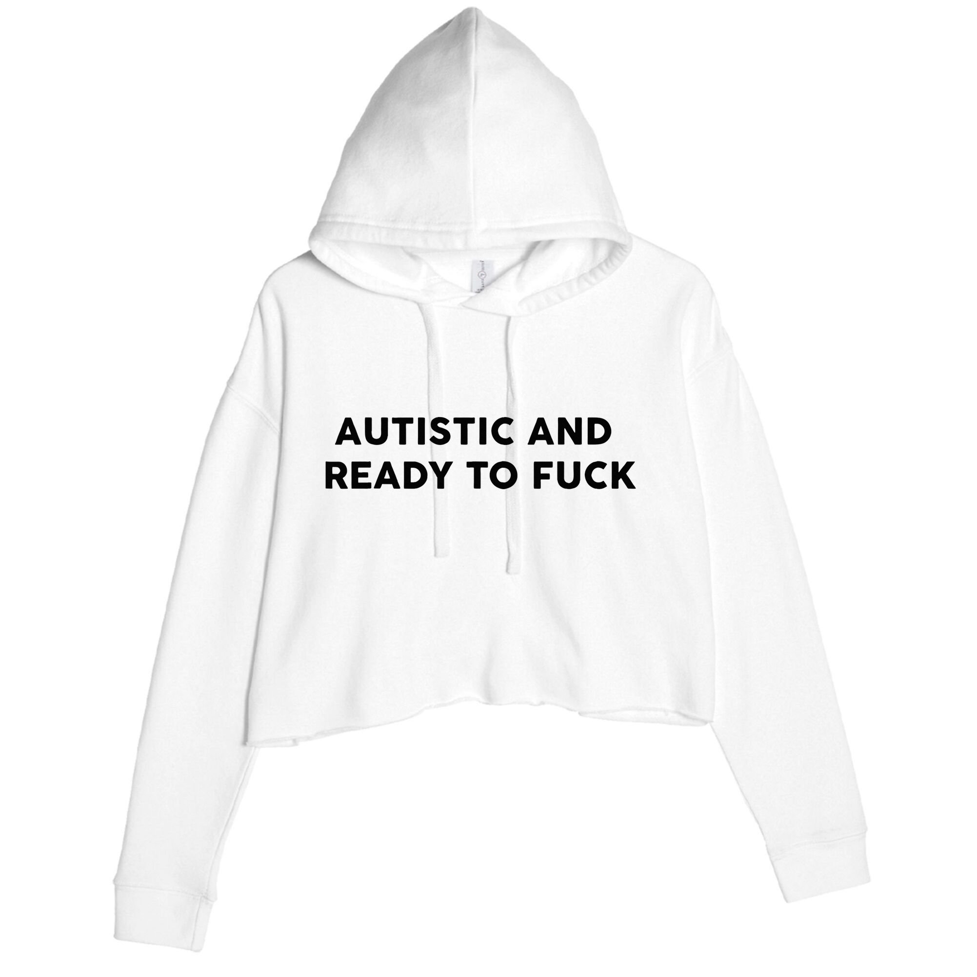 Autistic And Ready To Fuck Funny Saying Crop Fleece Hoodie