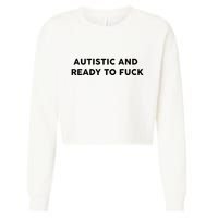 Autistic And Ready To Fuck Funny Saying Cropped Pullover Crew
