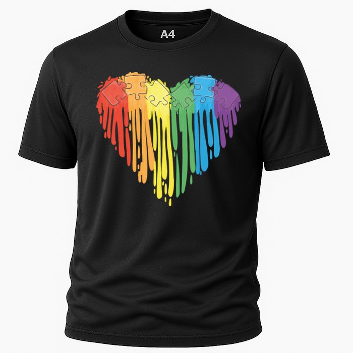 Autism Awareness Rainbow Puzzle Heart Cooling Performance Crew T-Shirt