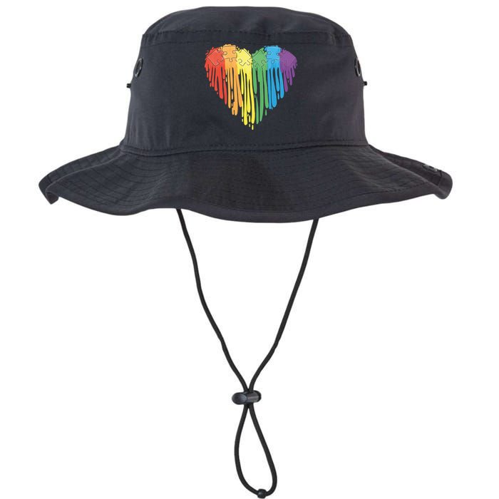 Autism Awareness Rainbow Puzzle Heart Bucket Hat