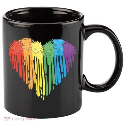 Autism Awareness Rainbow Puzzle Heart 11oz C Handle Ceramic Mug