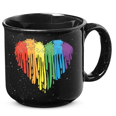 Autism Awareness Rainbow Puzzle Heart 15oz Campfire Ceramic Mug