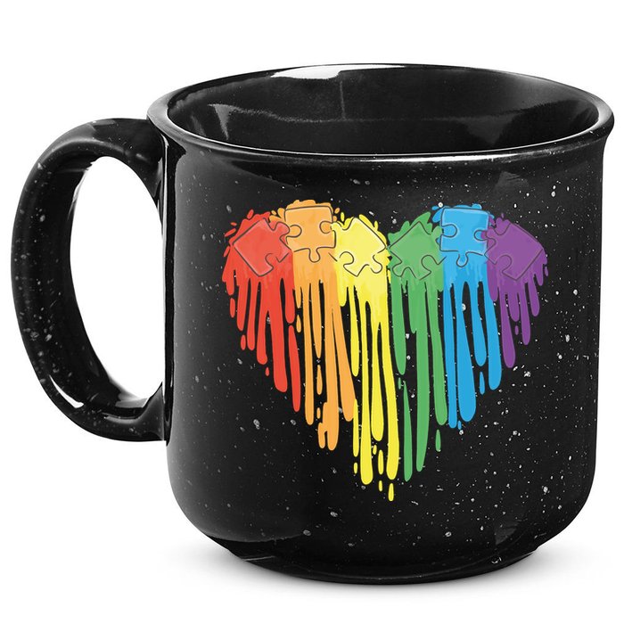 Autism Awareness Rainbow Puzzle Heart 15oz Campfire Ceramic Mug