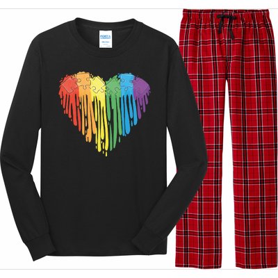 Autism Awareness Rainbow Puzzle Heart Long Sleeve Pajama Set