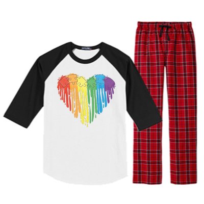 Autism Awareness Rainbow Puzzle Heart Raglan Sleeve Pajama Set