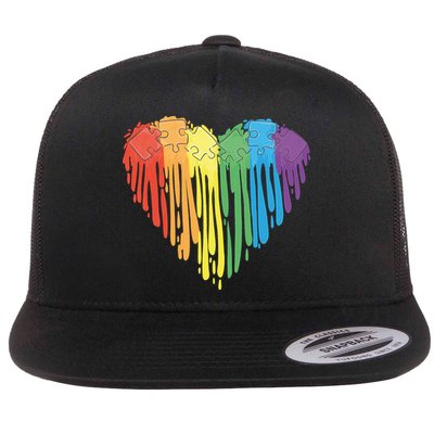 Autism Awareness Rainbow Puzzle Heart Flatbill Hat