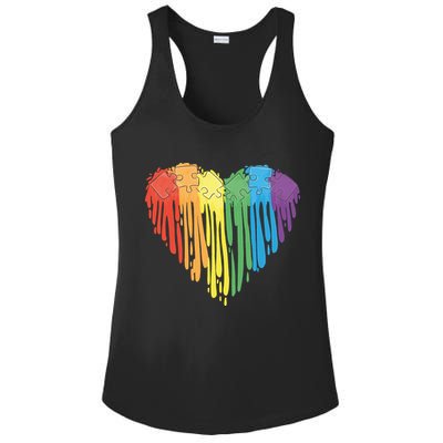 Autism Awareness Rainbow Puzzle Heart Ladies PosiCharge Competitor Racerback Tank