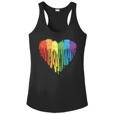 Autism Awareness Rainbow Puzzle Heart Ladies PosiCharge Competitor Racerback Tank