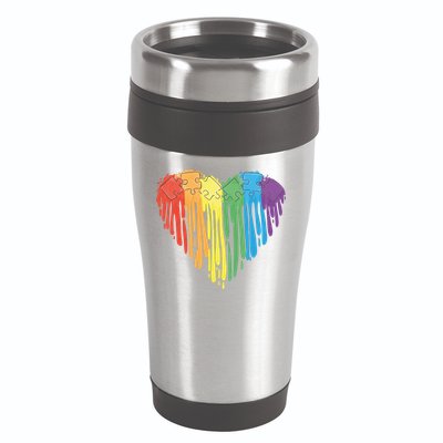 Autism Awareness Rainbow Puzzle Heart 16oz Travel Tumbler