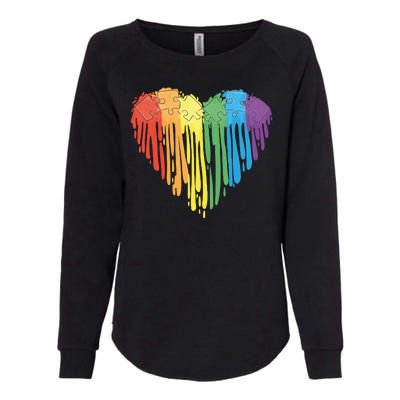 Autism Awareness Rainbow Puzzle Heart Womens California Wash Sweatshirt