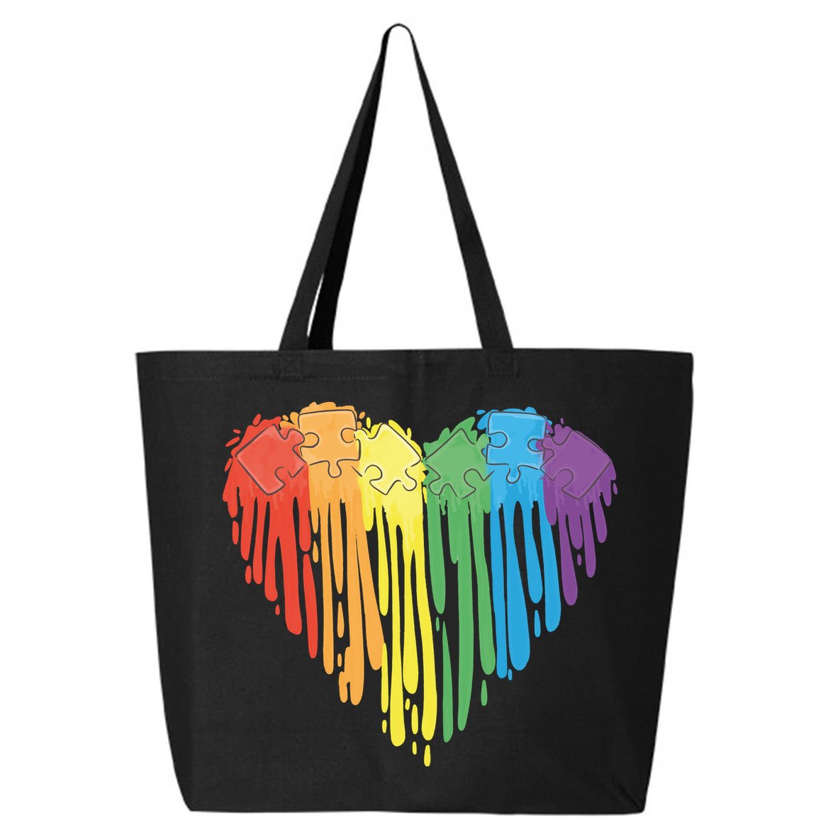 Autism Awareness Rainbow Puzzle Heart 25L Jumbo Tote