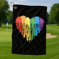 Autism Awareness Rainbow Puzzle Heart Golf Towel