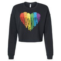 Autism Awareness Rainbow Puzzle Heart Cropped Pullover Crew