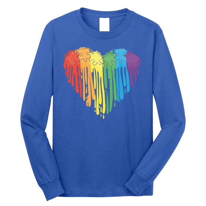 Autism Awareness Rainbow Puzzle Heart Long Sleeve Shirt