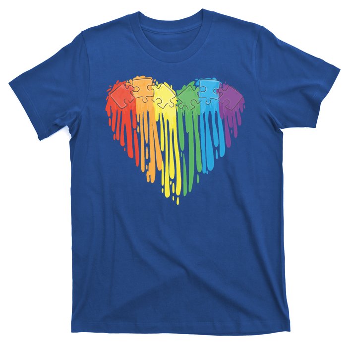 Autism Awareness Rainbow Puzzle Heart T-Shirt