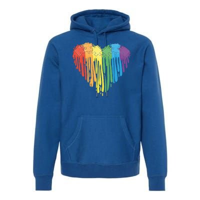 Autism Awareness Rainbow Puzzle Heart Premium Hoodie