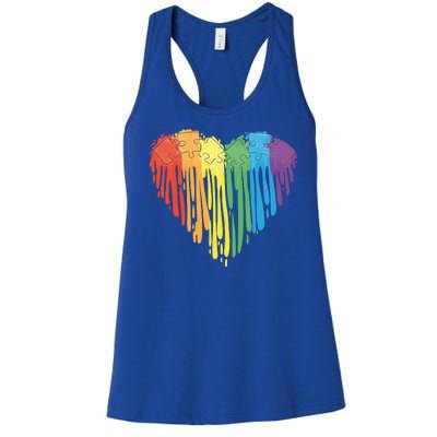 Autism Awareness Rainbow Puzzle Heart Women's Racerback Tank