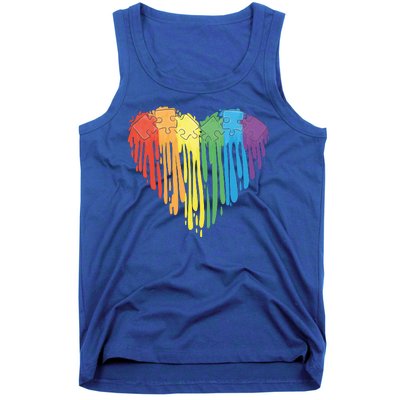 Autism Awareness Rainbow Puzzle Heart Tank Top