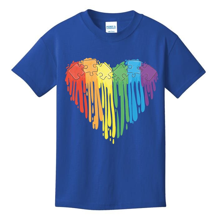 Autism Awareness Rainbow Puzzle Heart Kids T-Shirt