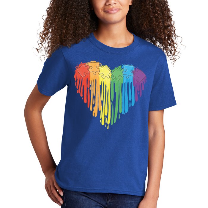 Autism Awareness Rainbow Puzzle Heart Kids T-Shirt