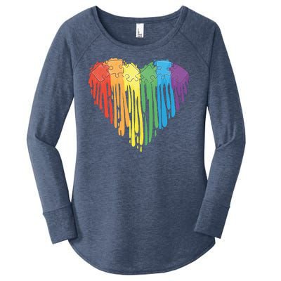 Autism Awareness Rainbow Puzzle Heart Women's Perfect Tri Tunic Long Sleeve Shirt