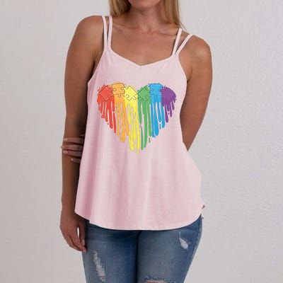 Autism Awareness Rainbow Puzzle Heart Women's Strappy Tank