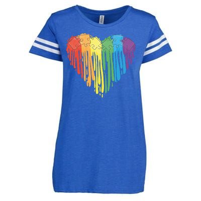 Autism Awareness Rainbow Puzzle Heart Enza Ladies Jersey Football T-Shirt