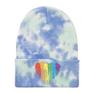 Autism Awareness Rainbow Puzzle Heart Tie Dye 12in Knit Beanie