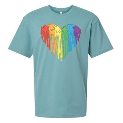 Autism Awareness Rainbow Puzzle Heart Sueded Cloud Jersey T-Shirt