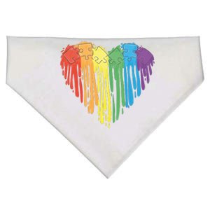 Autism Awareness Rainbow Puzzle Heart USA-Made Doggie Bandana