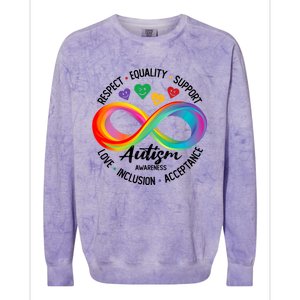 Autism Awareness Respect Equality Support Love Inclusion Funny Gift Colorblast Crewneck Sweatshirt