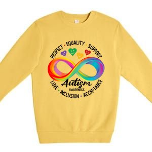 Autism Awareness Respect Equality Support Love Inclusion Funny Gift Premium Crewneck Sweatshirt