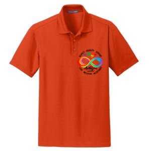 Autism Awareness Respect Equality Support Love Inclusion Funny Gift Dry Zone Grid Polo