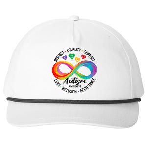 Autism Awareness Respect Equality Support Love Inclusion Funny Gift Snapback Five-Panel Rope Hat