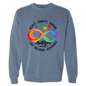 Autism Awareness Respect Equality Support Love Inclusion Funny Gift Garment-Dyed Sweatshirt