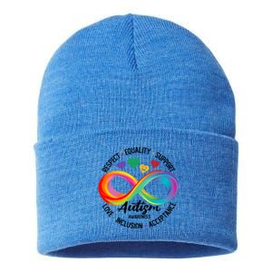 Autism Awareness Respect Equality Support Love Inclusion Funny Gift Sustainable Knit Beanie